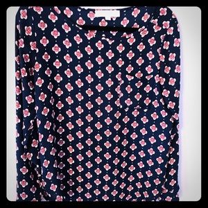 Loft navy print blouse size S